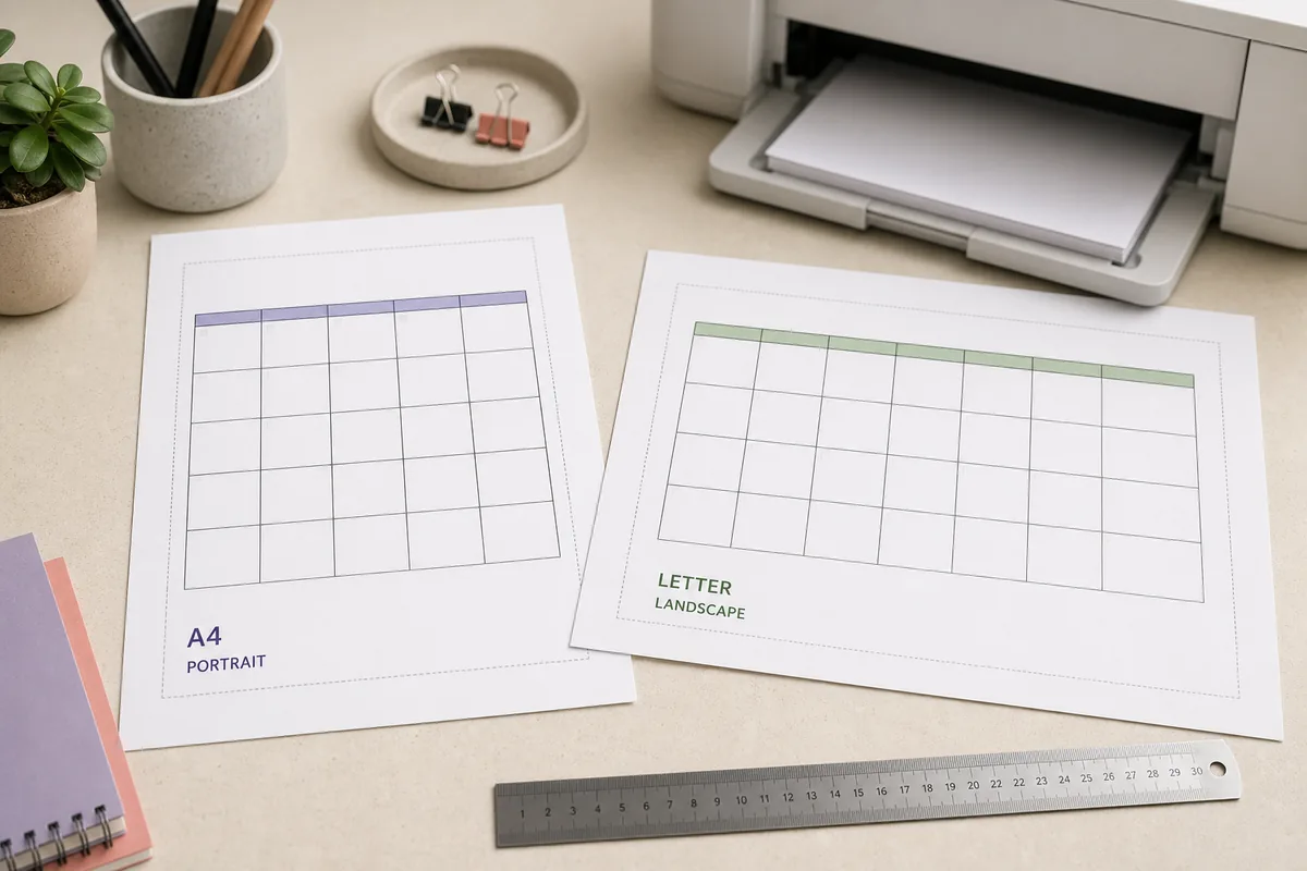 Editorial comparison of monthly, weekly, blank, and yearly printable calendar formats